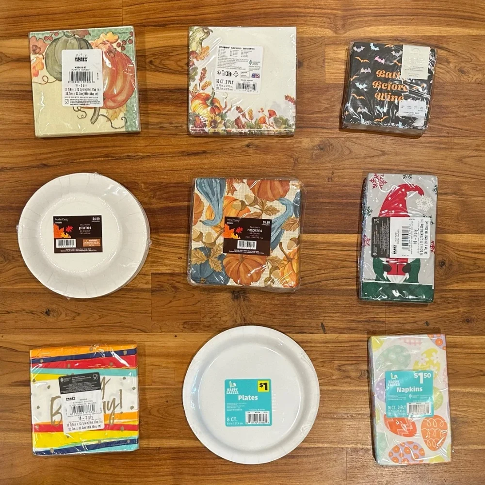 NWT! Bundle of Various Holiday Party Napkins and Plates